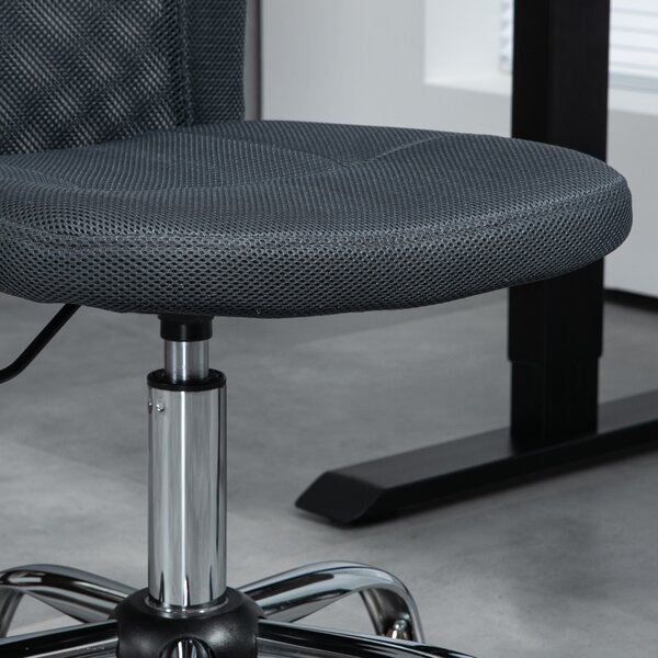 Vinsetto Sedia da ufficio ergonomica altezza regolabile base cromata girevole a 360° rivestimento a maglia grigio scuro