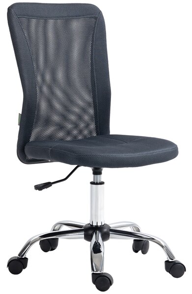Vinsetto Sedia da ufficio ergonomica altezza regolabile base cromata girevole a 360° rivestimento a maglia grigio scuro