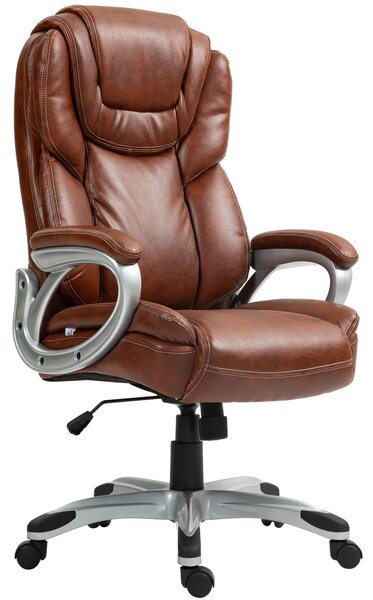 HOMCOM Sedia da ufficio sedia da ufficio con funzione oscillante ruote girevoli 360° 66 x 75,5 x 115,5-124,5 cm marrone