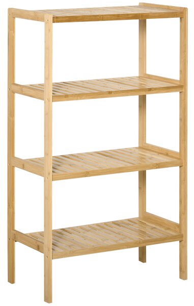 HOMCOM Scaffale Da Bagno In Bambù 2 Livelli Con Portasciugamani, 100x48x75 Cm, Naturale/bianco