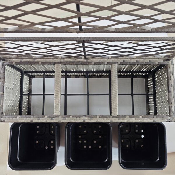 Outsunny Fioriera per piante con trellis 3 vasche da 33L in resina intrecciata e acciaio dim. 84L x 30L x 107H cm