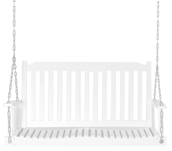Outsunny Dondolo da Giardino a 2 Posti, Panca Dondolo Sospeso, in Legno Massiccio, per Patio, Terrazza o Cortile, 117x69x60 cm, Bianco | Aosom Italy