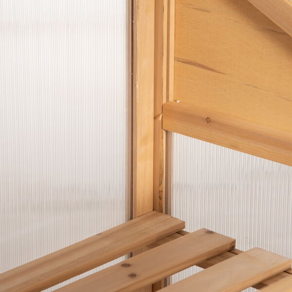 Outsunny Mini Serra, piccola serra con telaio in legno, finestra e doppia porta, 3 ripiani, 70L x 50P x 120A cm, Marrone