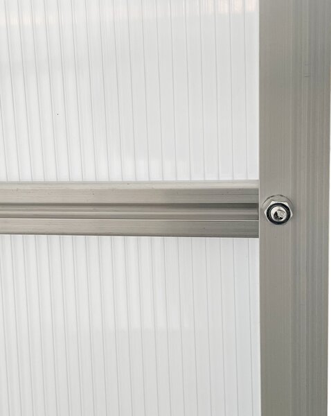 Outsunny Serra da Giardino in Policarbonato 7,1 m² dim. 1,9L x 3,75l x 1,99 m con Fondazione, Abbaino regolabile, Porta scorrevole - Argento e Trasparente