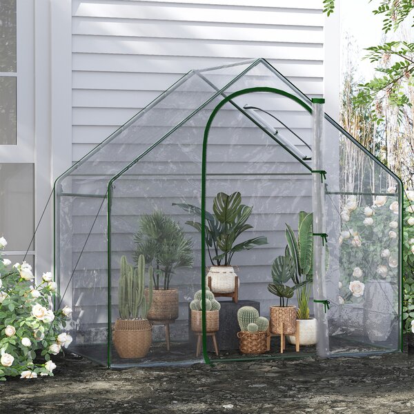 Outsunny Serra da Giardino Balcone terrazzo Serra per pomodori 1,8L x 1l x 1,68H m Acciaio plastica impermeabile Trasparente Verde