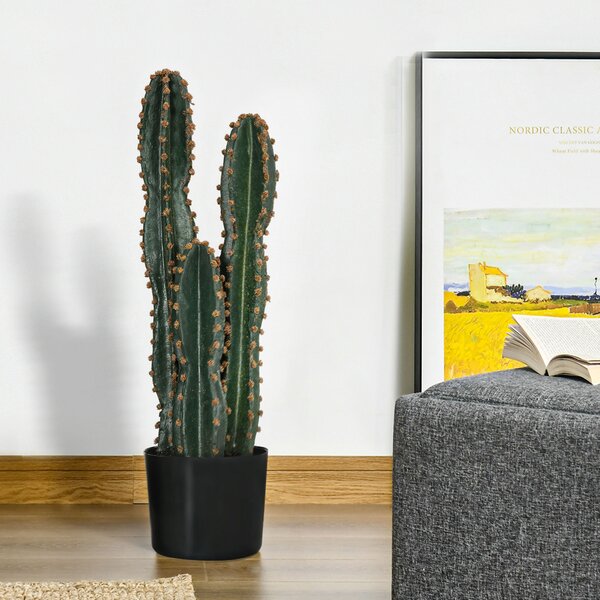 Outsunny Cactus artificiale di estremo realismo pianta artificiale di grandi dimensioni dim. Ø 17 x 60H cm verde