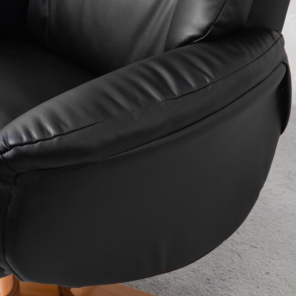 HOMCOM Poltrona Relax con Poggiapiedi, Funzione Lettura, Rivestimento in Ecopelle, fino a 150 kg, 71 x 84 x 102 cm, Nero