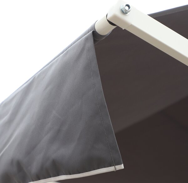 Outsunny Tendalino Doppia Pendenza 4 x 3 m Manuale retrattile Tetto inclinabile metallo epossidico Bianco poliestere impermeabile Anti-UV Grigio
