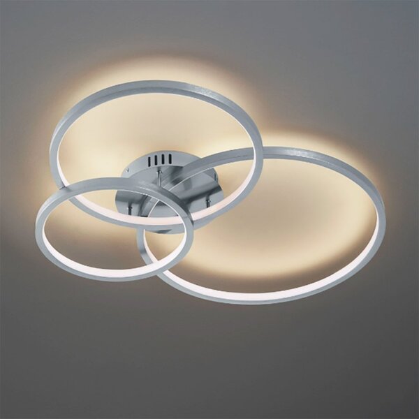 Plafoniera trio lighting aaron 652710307 led rgbw 4200lm metallo nikel lampada soffitto ultramoderna telecomando - Trio Lighting