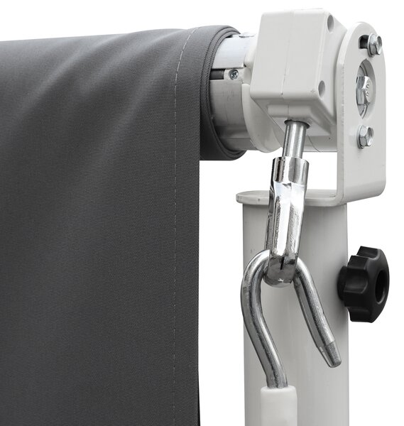 Outsunny Tendalino Doppia Pendenza 4 x 3 m Manuale retrattile Tetto inclinabile metallo epossidico Bianco poliestere impermeabile Anti-UV Grigio