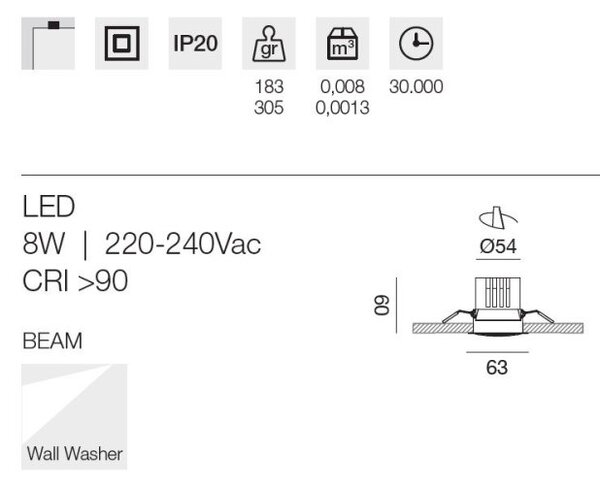 Faretto incasso gea led gfa1720 led alluminio cartongesso - Gea Led