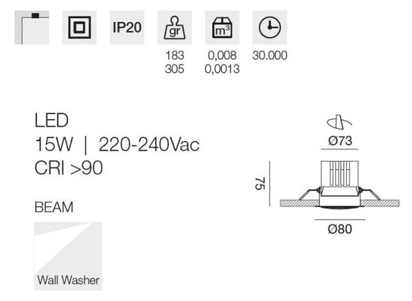 Faretto incasso gea led gfa1721 led alluminio cartongesso - Gea Led