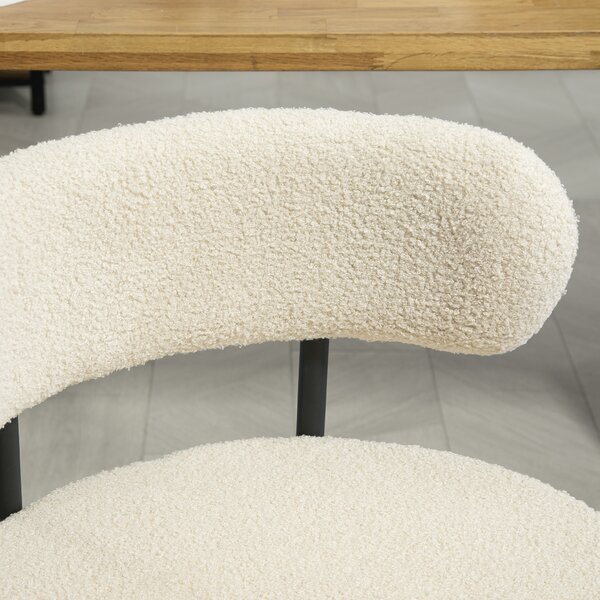 HOMCOM Set di 2 sedie da pranzo con schienale in tessuto e piedi in acciaio 51 x 51 x 76 cm beige nero