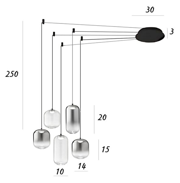 Lampadario perenz illumina hunter s5 8158 n lc 8214 8215 led diffusori vetro - Perenz