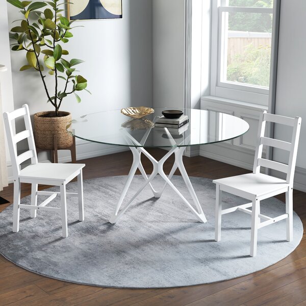 HOMCOM Set di 2 sedie da pranzo con schienale alto ergonomico a doghe, in legno massiccio di pino, stile casa di campagna, bianco| Aosom Italy