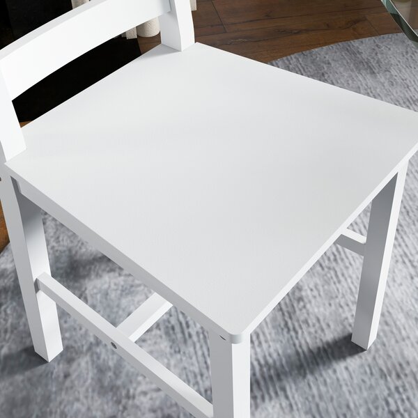 HOMCOM Set di 2 sedie da pranzo con schienale alto ergonomico a doghe, in legno massiccio di pino, stile casa di campagna, bianco| Aosom Italy