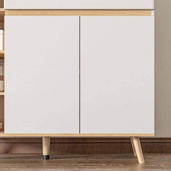 HOMCOM Mobile buffet da stoccaggio cucina stile scandivanve 1 mobile doppio a ante 1 cassetto e 4 nicchie ripiani regolabili bianco