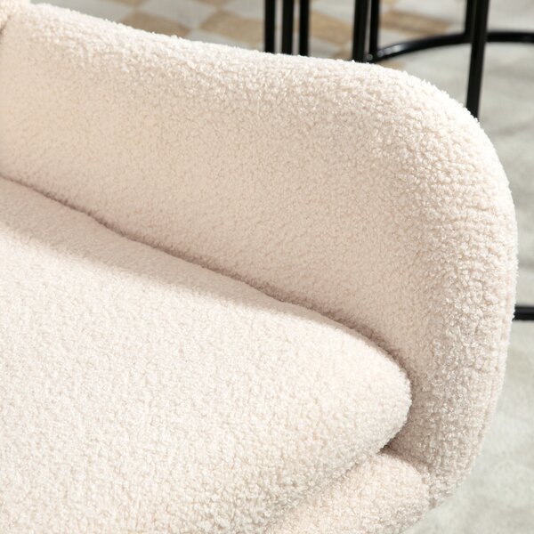 HOMCOM Poltrona a dondolo, chaise à bascule, con sedile spesso 10 cm, piedi curvi in acciaio, beige e nero