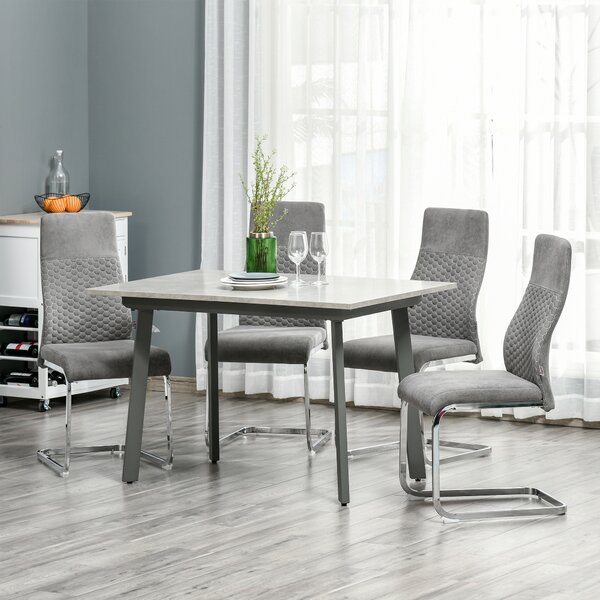 HOMCOM Set da 4 sedie a dondolo con Cuciture trapuntate a rombi e Sedili morbidi, in acciaio curvato, per cucina, studio e caffè Grigio| Aosom Italy