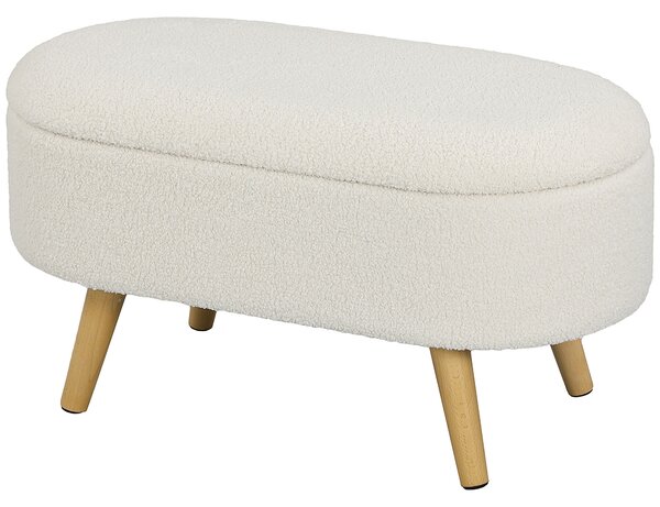 HOMCOM Sitzbank con vano portaoggetti e coperchio, sgabello per ingresso, salotto, camera da letto, legno, rivestimento in tessuto, Bianco