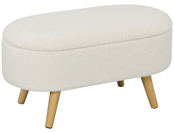 HOMCOM Sitzbank con vano portaoggetti e coperchio, sgabello per ingresso, salotto, camera da letto, legno, rivestimento in tessuto, Bianco