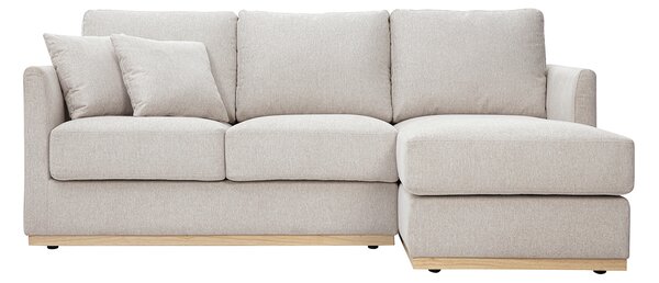 Divano d'angolo destro in tessuto effetto velluto beige testurizzato 3 posti MOSS