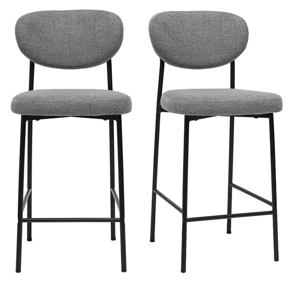 Sgabelli da bar fissi in tessuto effetto velluto grigio chiaro testurizzato H65 cm (set di 2) BREKA