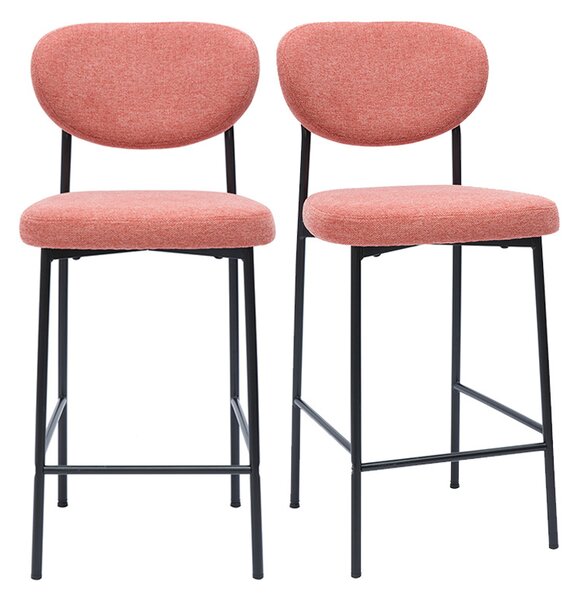 Sgabelli da bar fissi in tessuto effetto velluto testurizzato terracotta H65 cm (set di 2) BREKA
