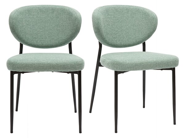Sedie in velluto effetto tessuto color celadon e metallo nero (set di 2) BREKA