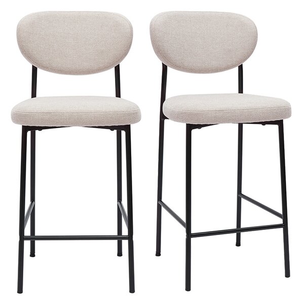 Sgabelli da bar fissi in tessuto effetto velluto beige testurizzato H65 cm (set da 2) BREKA