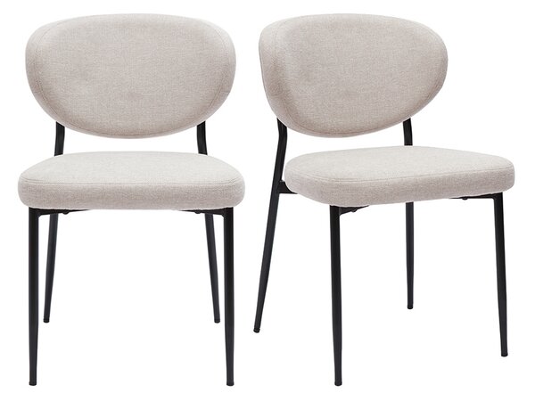 Sedie in tessuto effetto velluto texture beige e metallo nero (set di 2) BREKA