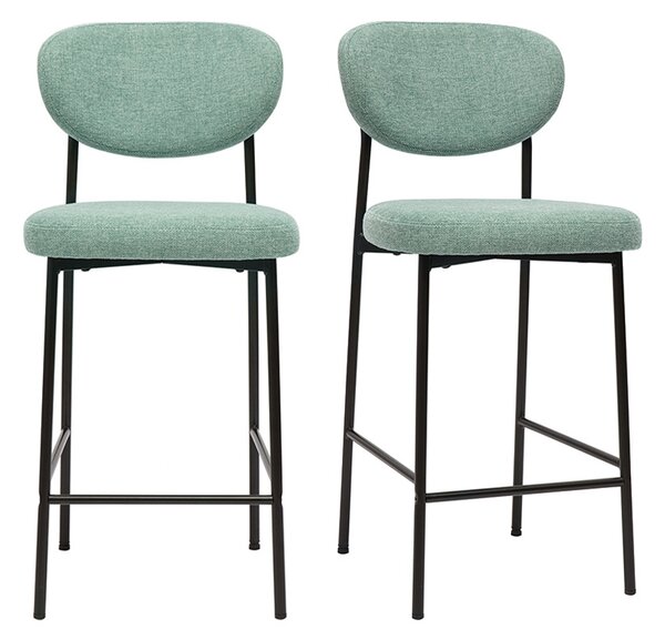 Sgabelli da bar fissi in tessuto effetto velluto testurizzato color celadon H65 cm (set di 2) BREKA