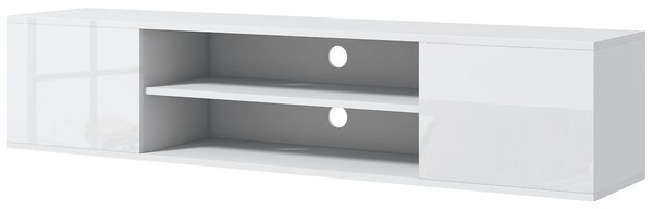 HOMCOM Mobile banc TV sospeso stile contemporaneo 2 armadietti 2 nicchie centrali e 2 passacavi 140 x 30 x 30 cm bianco