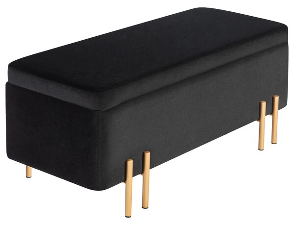 HOMCOM Pouf letto con spazio di archiviazione, Metallo, Legno di Gomma, Schiuma, 100 x 40 x 42 cm, Nero