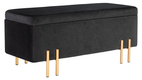 HOMCOM Pouf letto con spazio di archiviazione, Metallo, Legno di Gomma, Schiuma, 100 x 40 x 42 cm, Nero