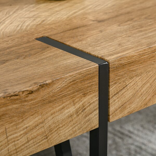 HOMCOM Tavolino rettangolare Stile Industriale Struttura a Gambe in Metallo Nero Piano Effetto Legno Vintage