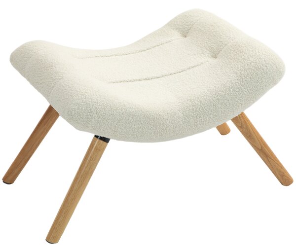 HOMCOM Poggiapiedi moderno in legno con rivestimento in pile e gambe in faggio, imbottito, per soggiorno, camera da letto, ingresso, bianco crema