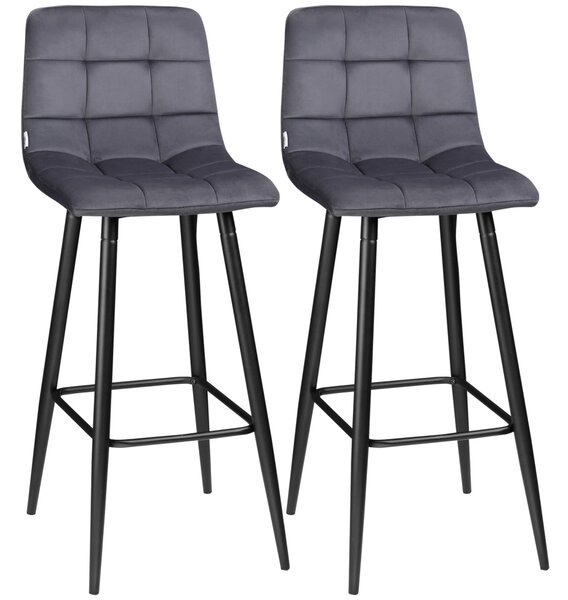 HOMCOM set da 2 sgabelli da bar con poggiapiedi in stile retrò 42 cm x 47 cm x 105 cm Grigio