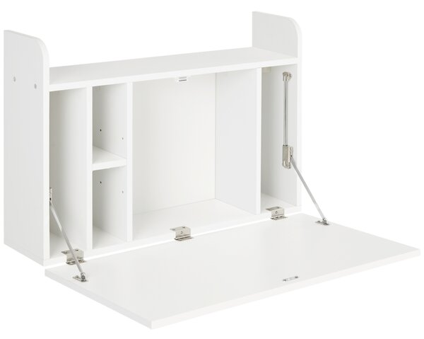 HOMCOM Scrivania Sospesa Tavolo Murale Scrivania Computer Sospesa e Piano Ribaltabile con Ripostigli - 77 x 20 x 51 cm