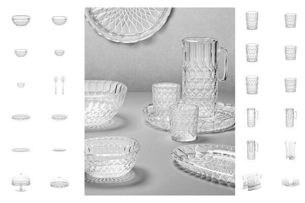Portatovaglioli Orizzontale VANITY in materiale acrilico Riciclabile Dimensioni 20x20xh7,0 cm con asta Ferma tovaglioli colore trasparente