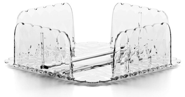 Portatovaglioli Orizzontale VANITY in materiale acrilico Riciclabile Dimensioni 20x20xh7,0 cm con asta Ferma tovaglioli colore trasparente