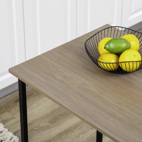 HOMCOM Isola centrale tavolo da bar con piano laterale ribaltabile e 3 mensole 120 x 76 x 91,4 cm grigio chiaro