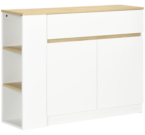 HOMCOM Buffet mobile da stoccaggio con 2 cassetti 3 mensole aperte e mobile con 2 ante 110 x 29,5 x 82 cm bianco