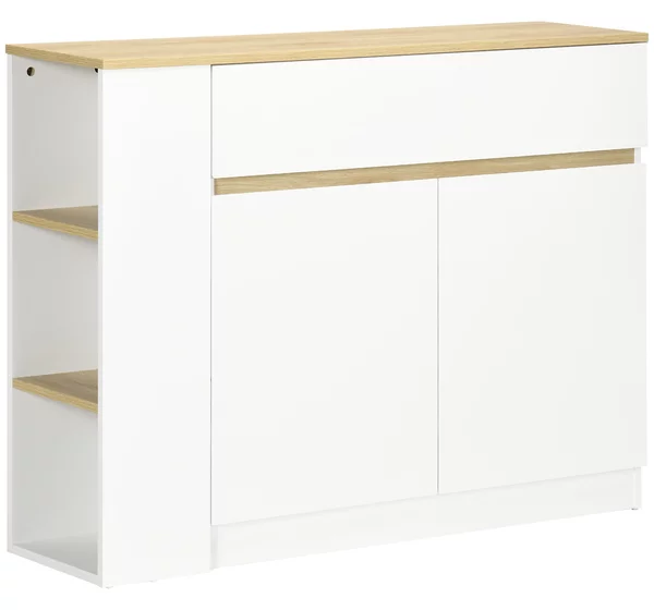 HOMCOM Buffet mobile da stoccaggio con 2 cassetti 3 mensole aperte e mobile con 2 ante 110 x 29,5 x 82 cm bianco