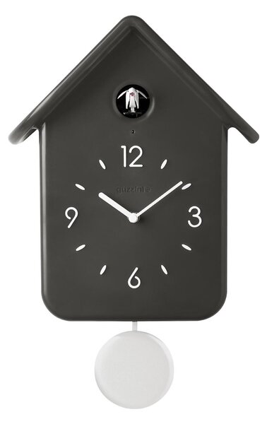 Orologio da Parete a Cuc� QQ 24,8x12xh39 cm - con pendolo removibile per diventare un orologio da appoggio colore Carbone