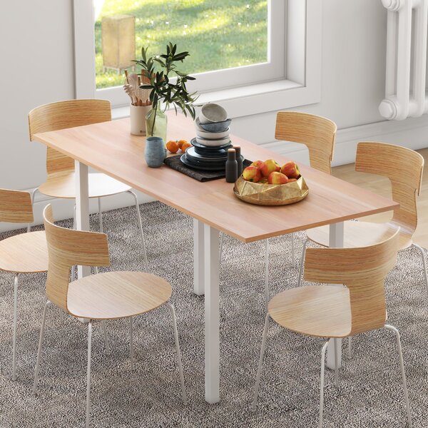 HOMCOM Tavolo da pranzo estensibile tavolo da cucina design moderno con ampia superficie 6 persone struttura in acciaio marrone scuro