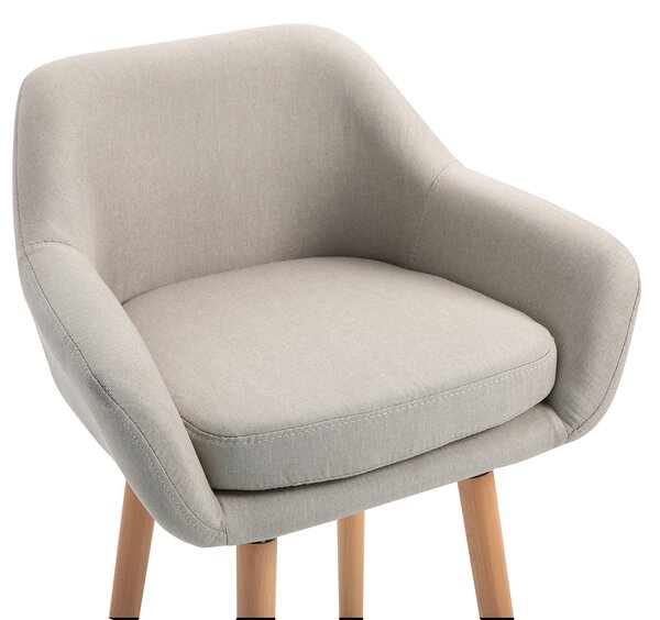 HOMCOM Sgabelli da Bar Design Scandinavo - Set di 2 Sgabelli da Bar Grand Comfort con Poggiapiedi e Braccioli - Legno Massiccio Lino Beige