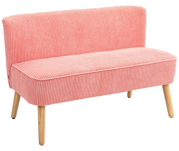 HOMCOM Divano a Due Posti, Design Scandinavo Elegante, Struttura in Legno Massello, Fino a 150 kg, 117 x 56,5 x 77 cm, Rosa