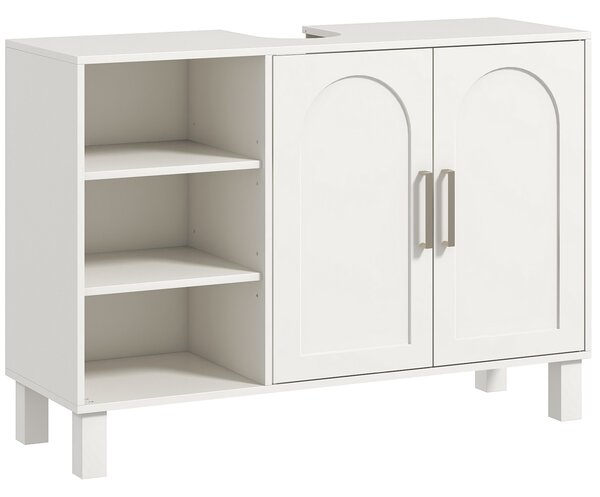 HOMCOM Mobile sottolavabo mobile da bagno con armadio a due livelli ripiani regolabili 90l x 30P x 63H cm crema