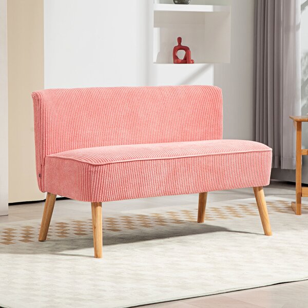 HOMCOM Divano a Due Posti, Design Scandinavo Elegante, Struttura in Legno Massello, Fino a 150 kg, 117 x 56,5 x 77 cm, Rosa